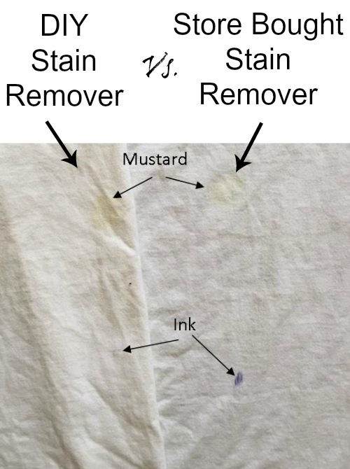 Side-by-side comparison of DIY Stain Remover vs. Store Bought Stain Remover