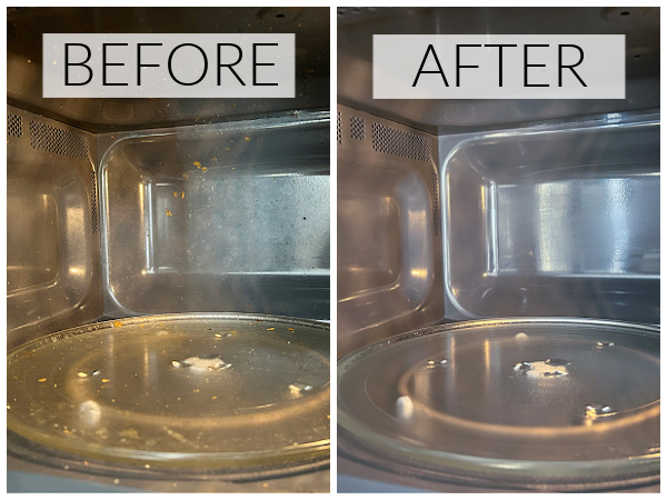 Microwave before and after cleaning