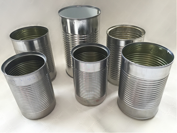 Tin cans with labels removed