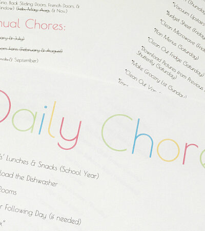 Daily Weekly and Quarterly Chore Lists