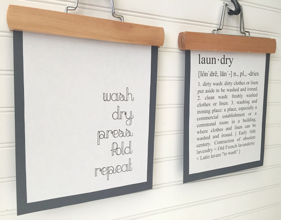 Cute Printables on Wooden Pants Hangers for the Laundry Room