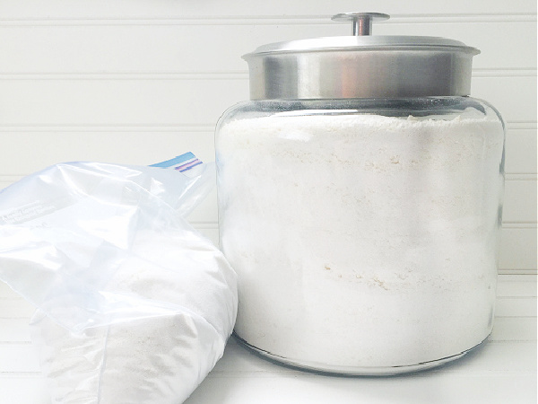 DIY Laundry Detergent in Glass Canister and Ziploc bag