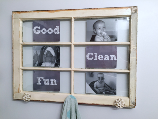 Towel rack made from an old wood window