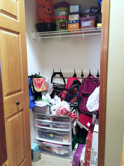 Cleaning closet before makeover