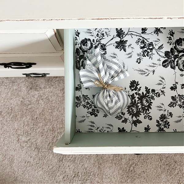 DIY lavender sachet placed in sock drawer