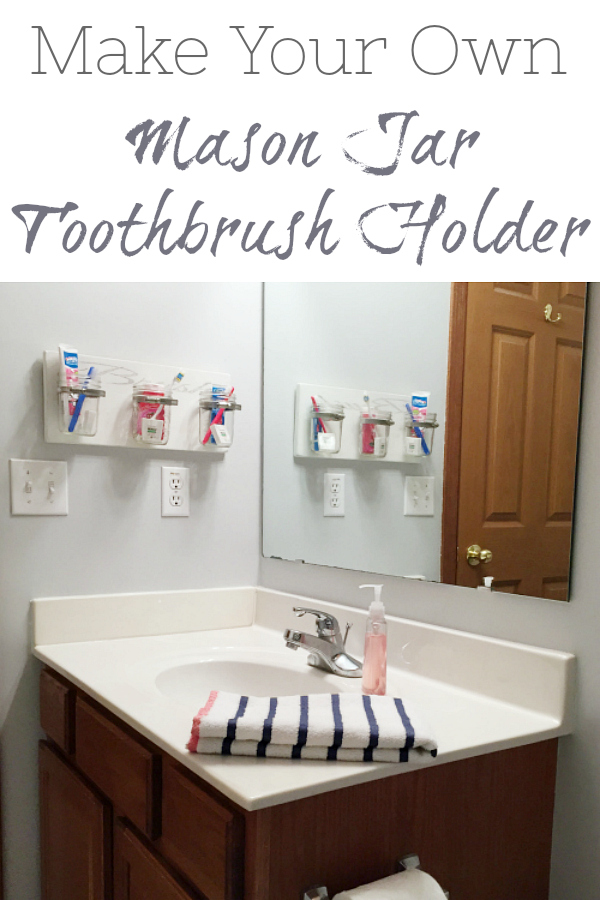 Add a farmhouse feel to your bathroom with this DIY Mason Jar Toothbrush Holder