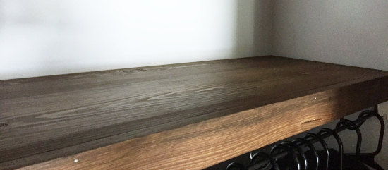 DIY Wood Overlay to cover wire shelving in a coat closet