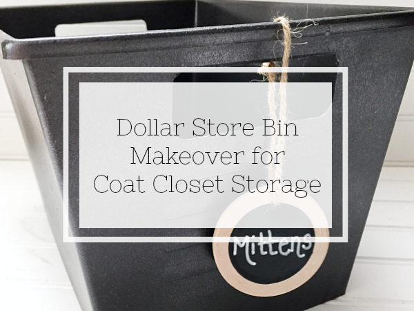 Dollar Store bins get a major makeover to create cohesive storage in a coat closet.