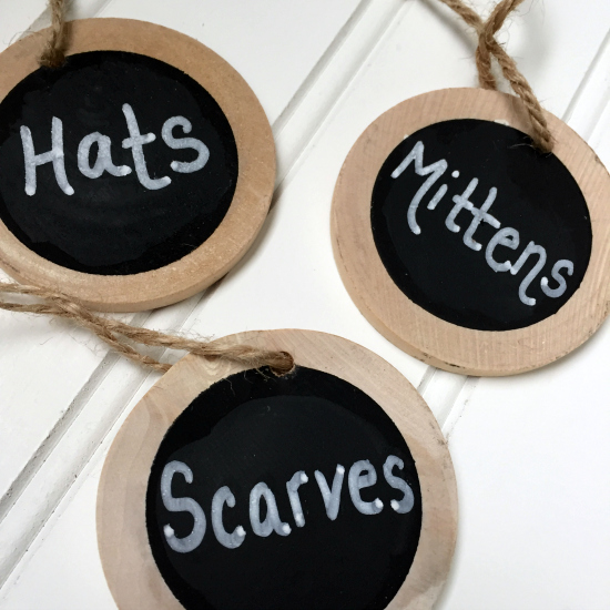 Wood slice chalkboard labels