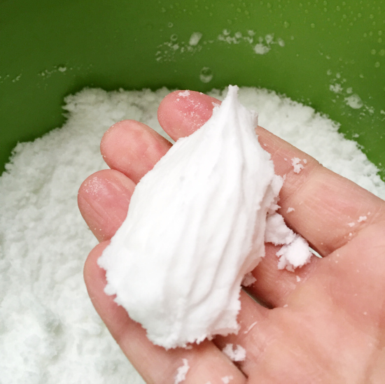 DIY Toilet Bombs reaching correct consistency as it holds shape when squeezed in hand