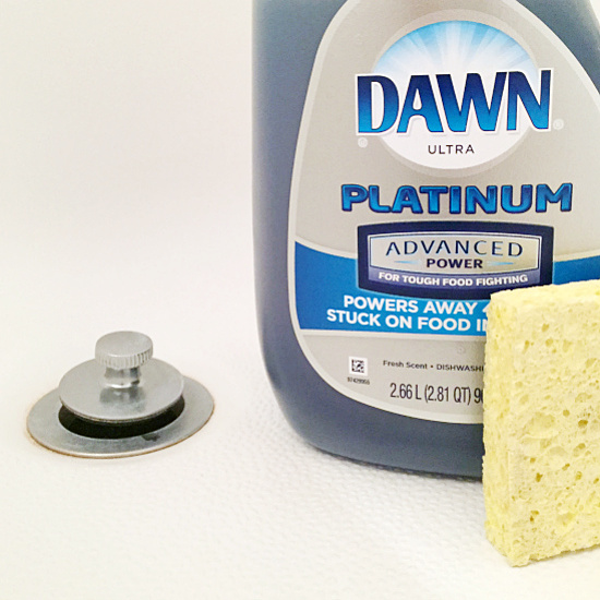 Items needed to Clean Mini Blinds in the bathtub: Dish soap and a sponge.