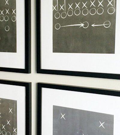 Football play printables used in a gallery wall.