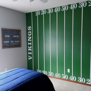 Football Field Feature Wall in Boy Bedroom