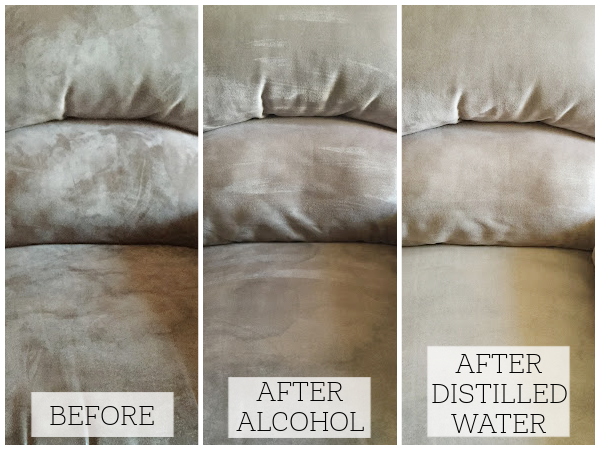 Process of How to Clean A Microfiber Couch: Before, After Rubbing Alcohol, After Distilled Water