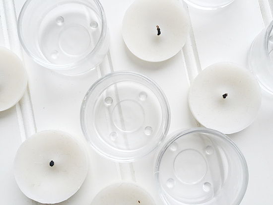 Votive candles with wax removed