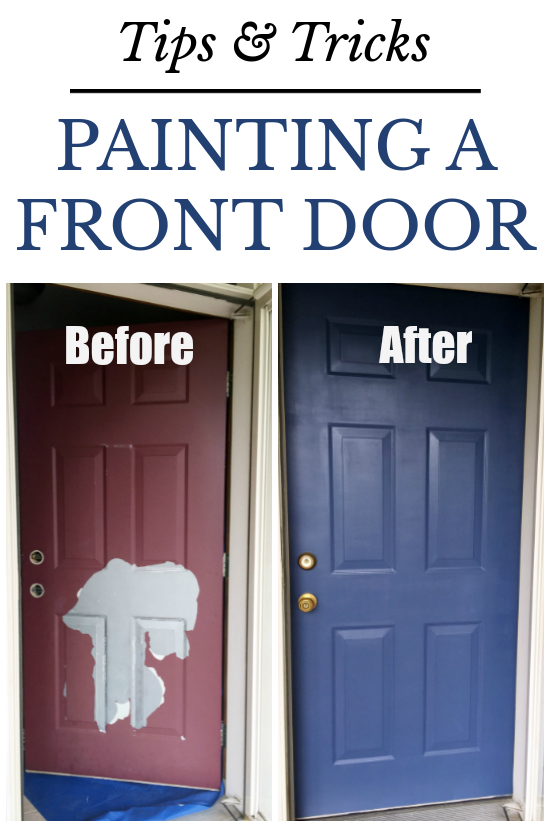 Before and after of front door painting project