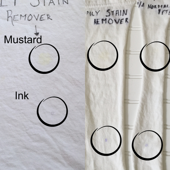 Comparing stains using Purewash Pro vs. traditional washing with detergent