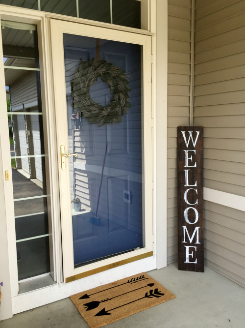 DIY Barn wood Welcome sign on front porch