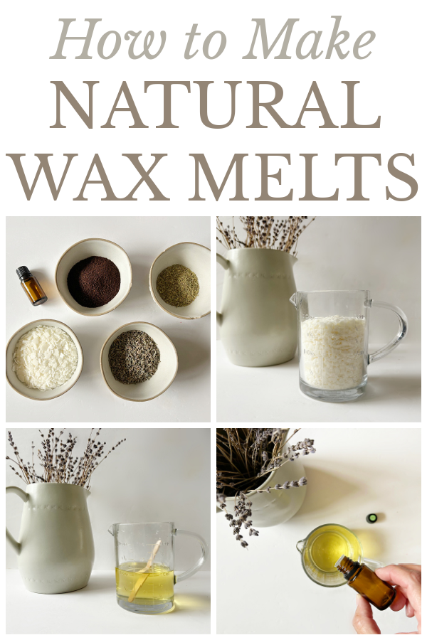 Collage showing how to make wax melts at home