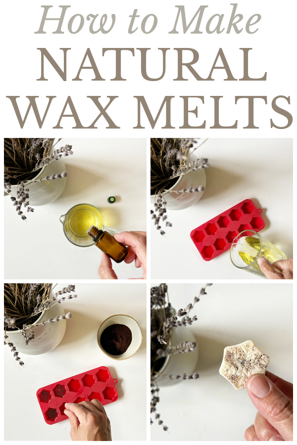 Collage showing how to make wax melts at home