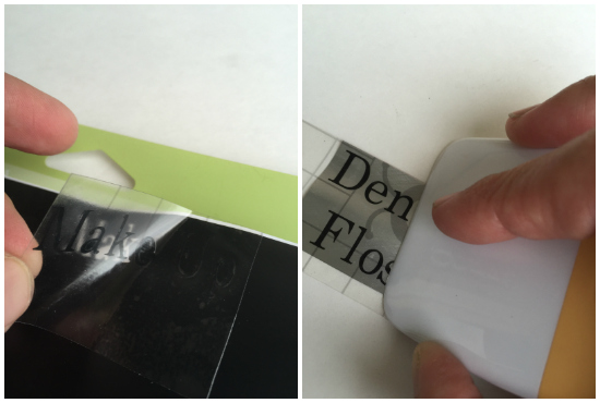 Creating labels with vinyl lettering made with Cricut