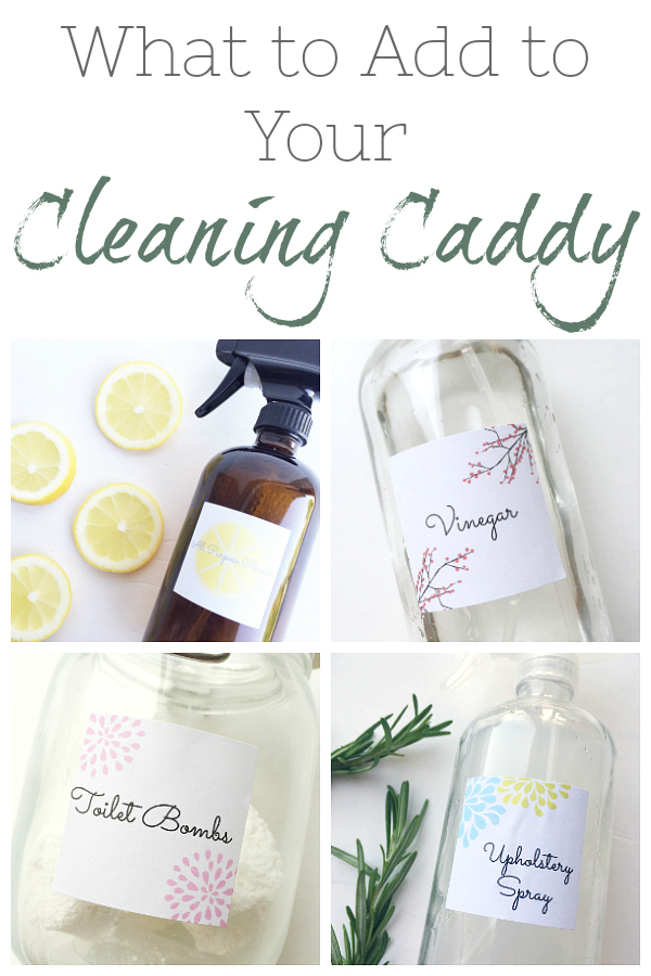 All the things you should have in your cleaning caddy... plus some free printables for your cleaning products.