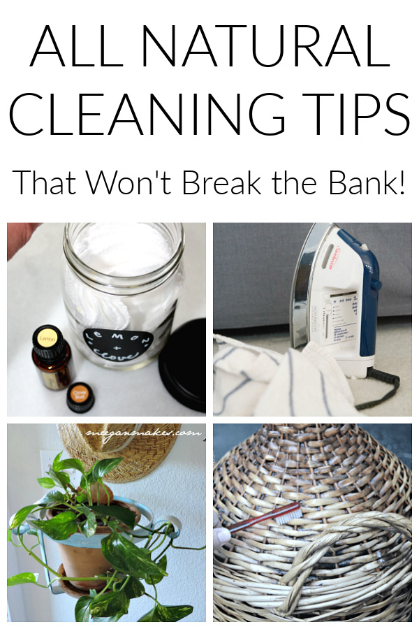 Collage of images showing various ways to clean with natural products
