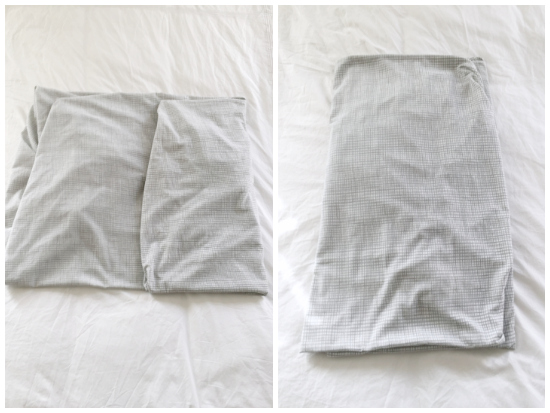 Easy to follow instructions for folding a fitted sheet.