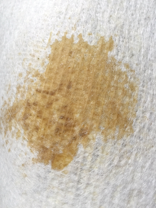 Coffee stain on underside of carpet