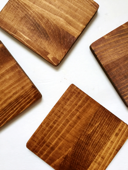 Stained wood coasters