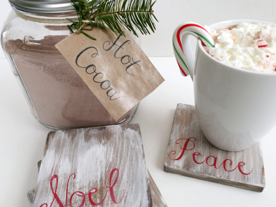 Easy DIY white washed wooden coasters