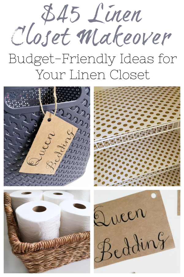 Lots of budget-friendly ideas for organizing the linen closet in this makeover!