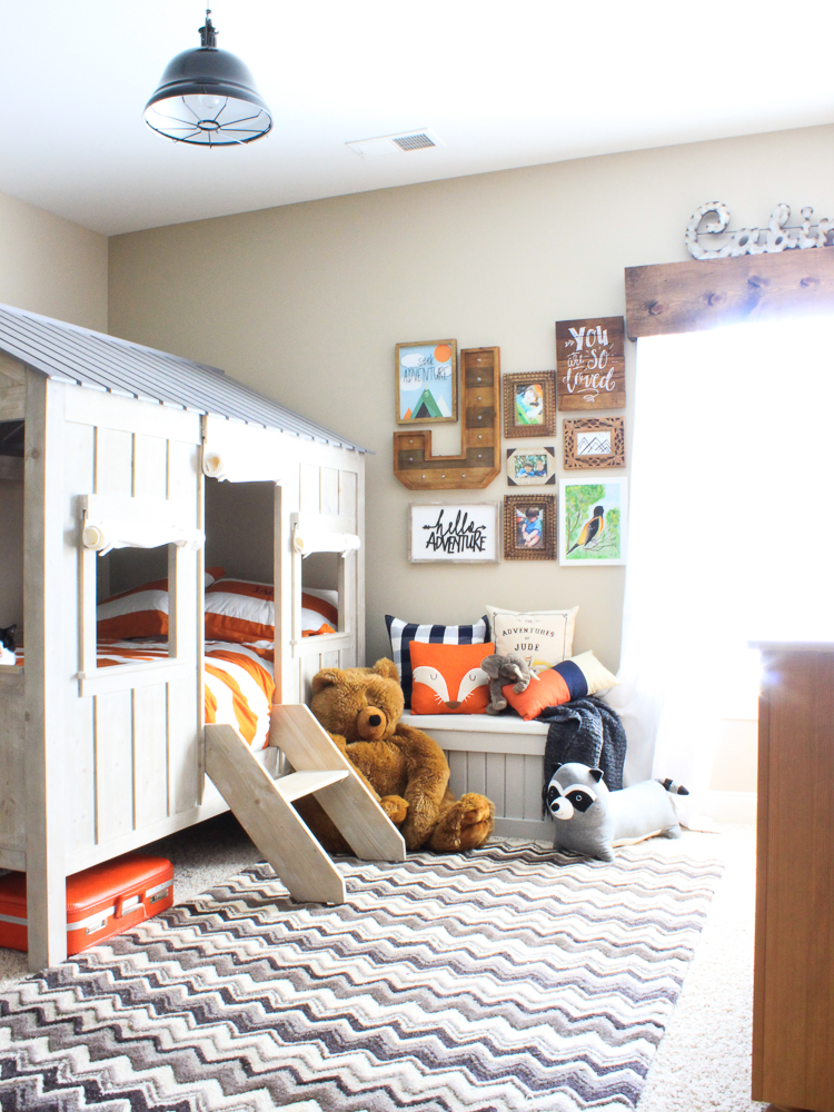 Boy's bedroom made over with an outdoor camping theme