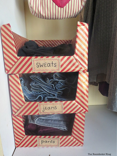 Boxes as cheap storage idea for clothes