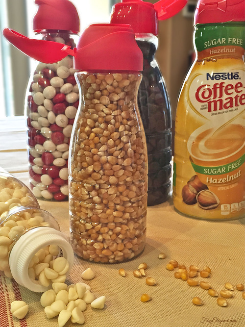 Free pantry storage idea using coffee creamer containers