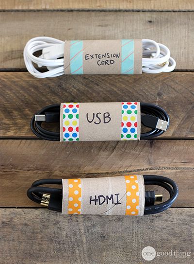 Toilet paper rolls to cheap way to organize cords