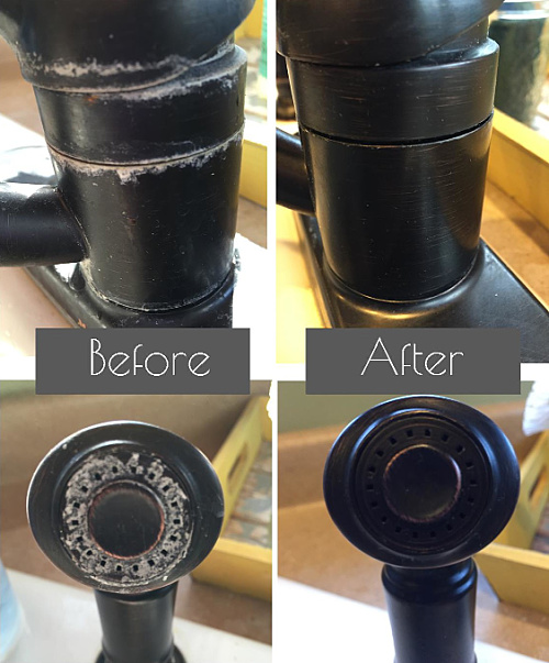 Before and After: Removing hard water stains with vinegar