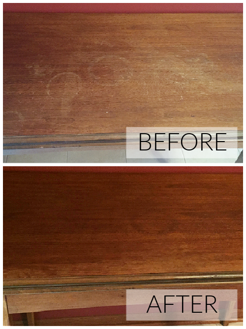 Results of homemade furniture polish before and after