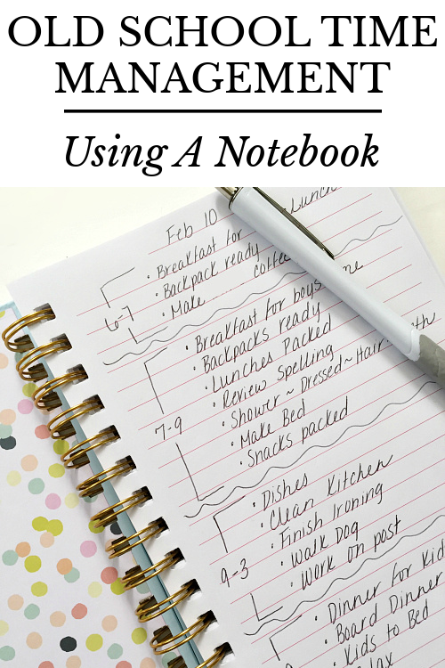 Notebook with daily times slots filled in with things that need to be done