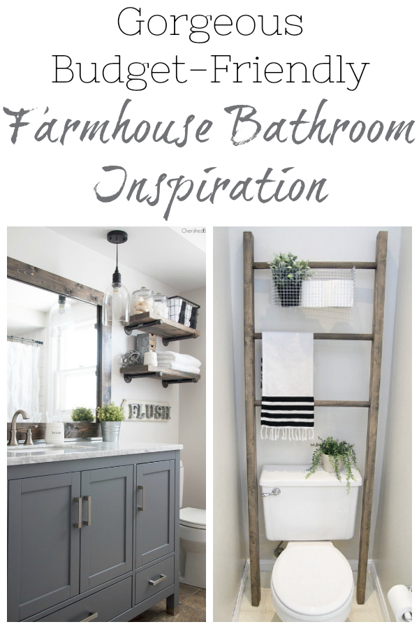 Budget-Friendly Farmhouse style master bathroom inspiration.