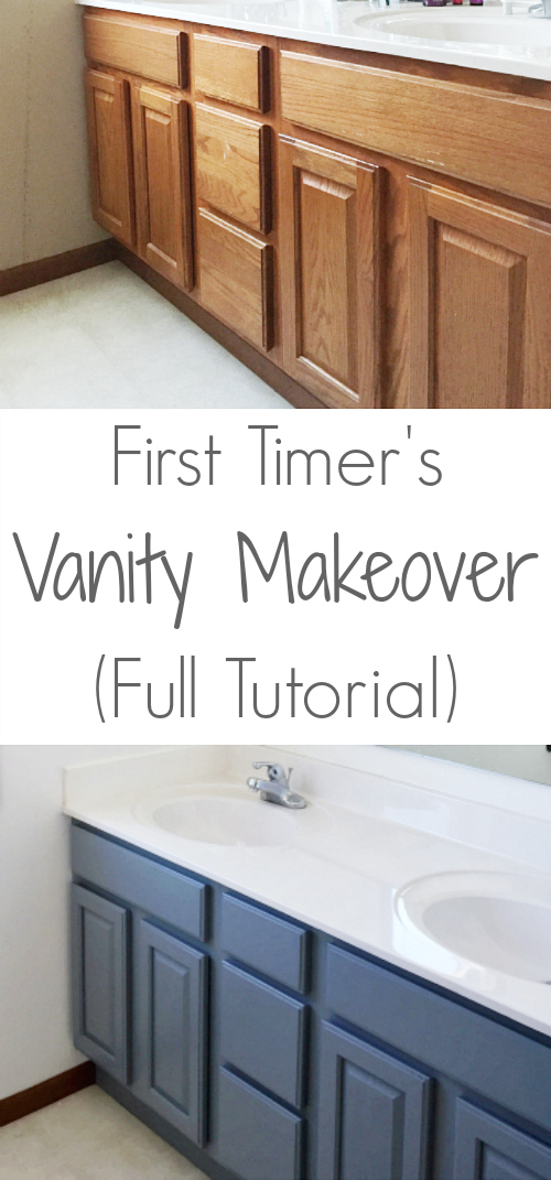 Before and after of vanity makeover. Love this step by step tutorial on painting a vanity.