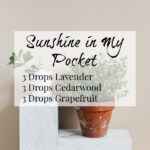 Sunshine in My Pocket Diffuser blend for spring. Includes lavender, grapefruit, and cedarwood.