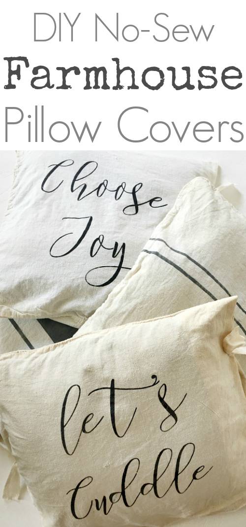 Easy No Sew Farmhouse Pillow Covers. Super Easy to Make!