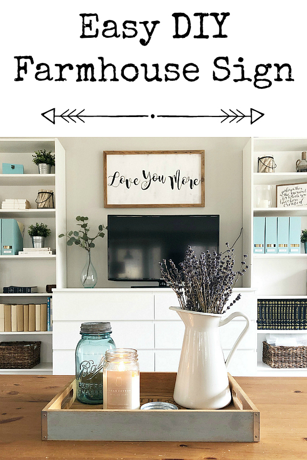 Easy DIY Farmhouse Sign displayed in living room