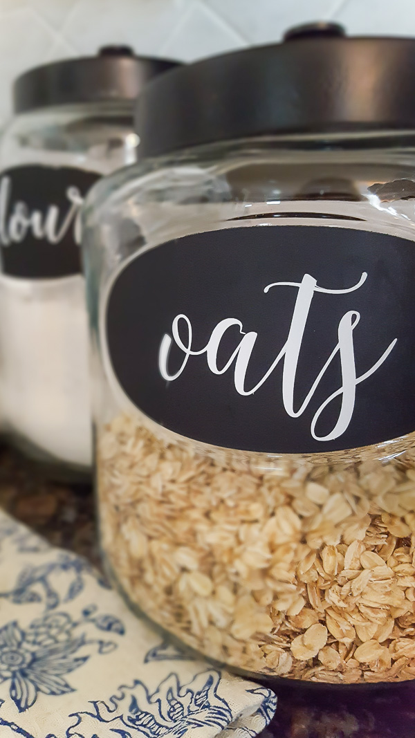 Labels on pantry staples using a vinyl cutting machine