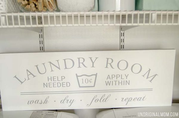 Laundry room sign made using a vinyl cutting machine