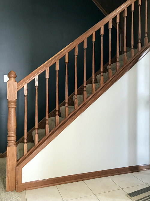 Accent wall in entry painted in the color Hale Navy