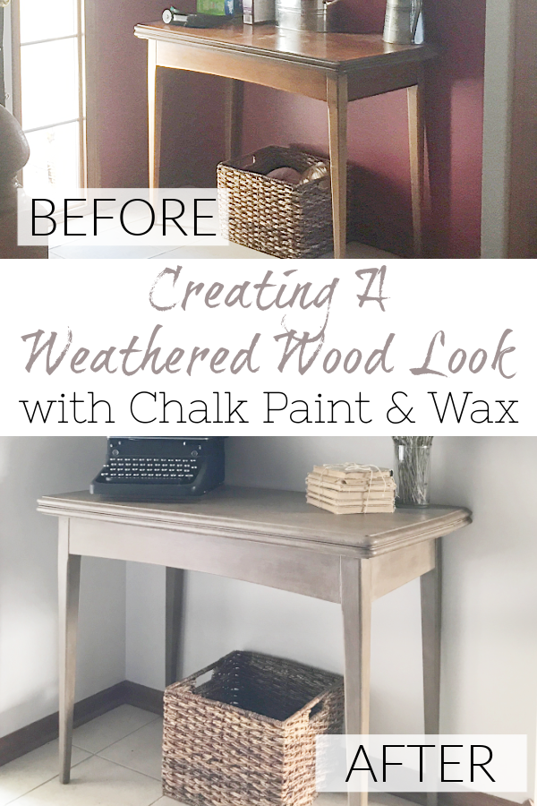 A dark cherry table gets a makeover with chalk paint and wax, which created the look of weathered wood.