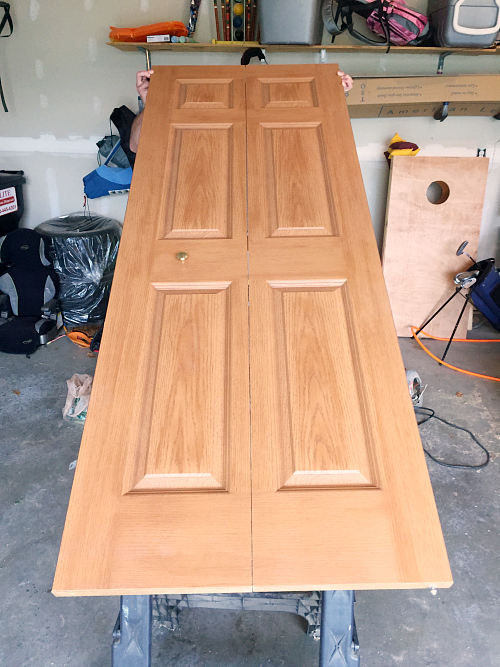 Before image of a hollow-core bifold door