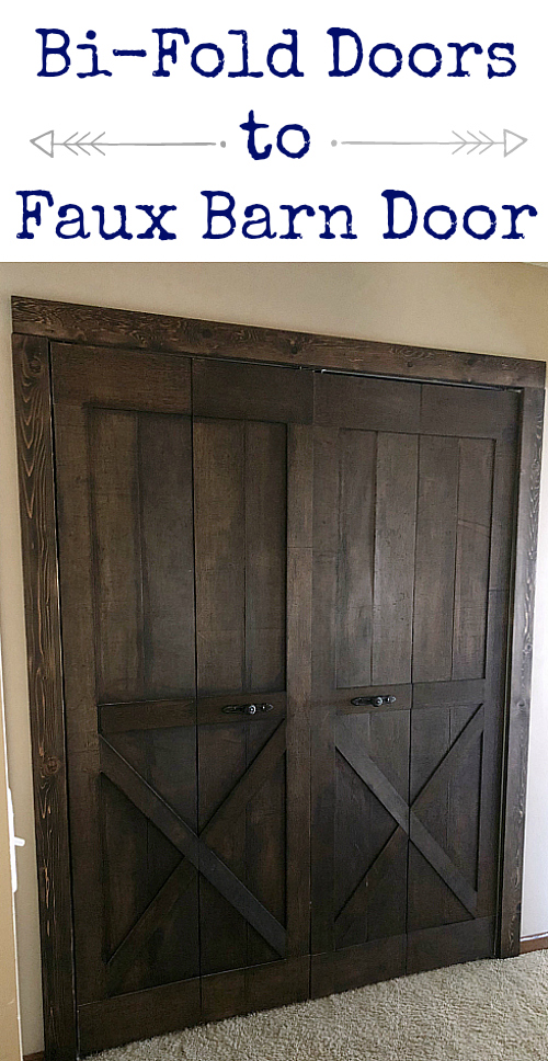 This is awesome!!! Take a bifold door and turn it into a faux barn door! #barndoor #farmhouse